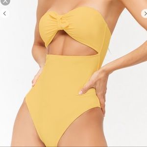 Yellow one piece cut out bathing suit